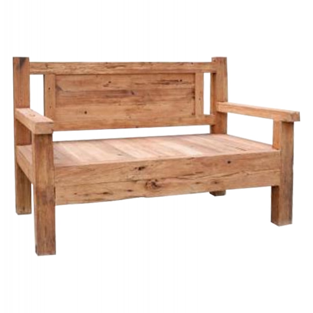 Παγκάκι εξωτερικού χώρου τριθέσιο από ξύλο σε φυσικό χρώμα 160x80x100