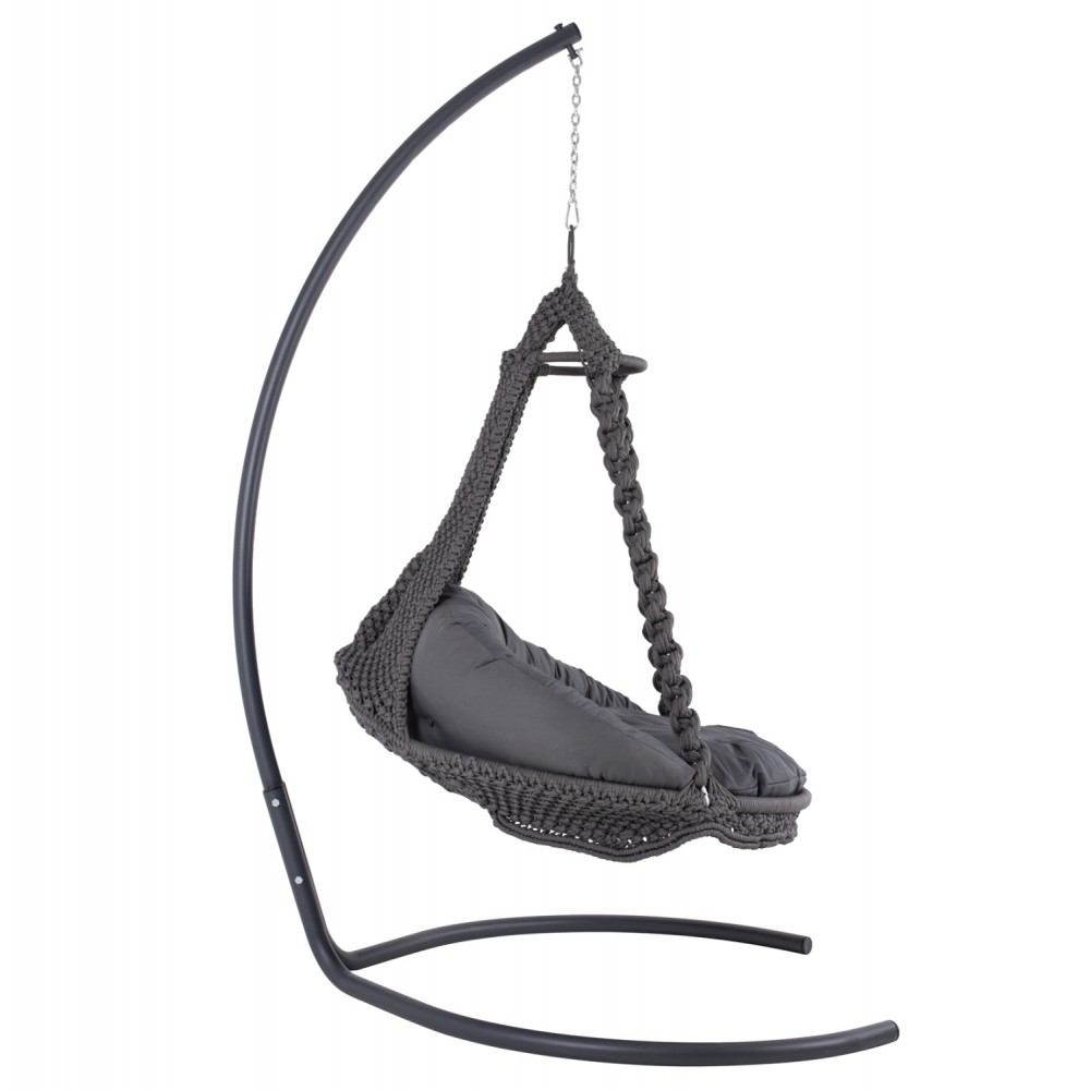 Κούνια-φωλιά κρεμαστή "AUGUST" από μέταλλο/σχοινί σε χρώμα ανθρακί 123x113x145