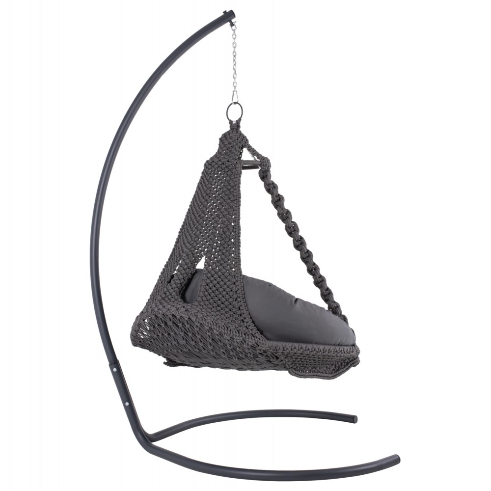 Κούνια-φωλιά κρεμαστή "AUGUST" από μέταλλο/σχοινί σε χρώμα ανθρακί 123x113x145