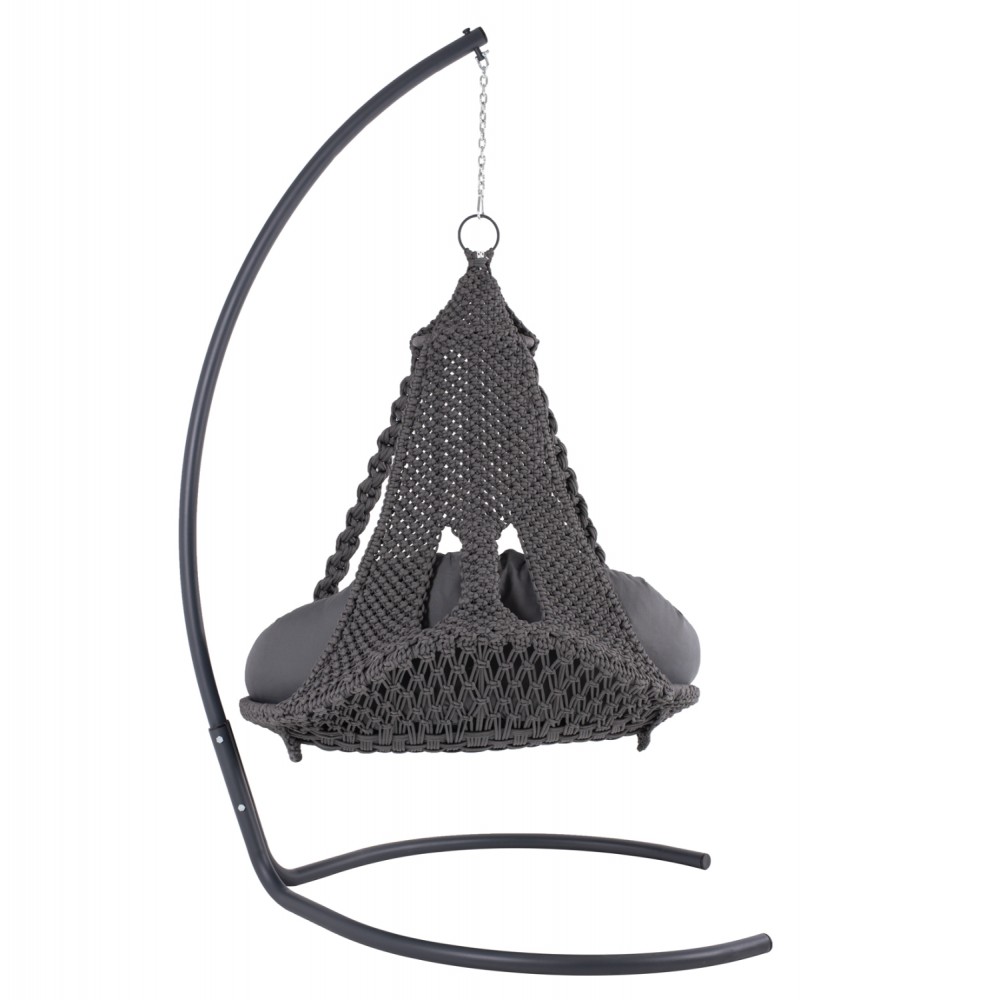 Κούνια-φωλιά κρεμαστή "AUGUST" από μέταλλο/σχοινί σε χρώμα ανθρακί 123x113x145