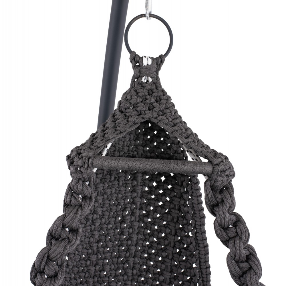 Κούνια-φωλιά κρεμαστή "AUGUST" από μέταλλο/σχοινί σε χρώμα ανθρακί 123x113x145