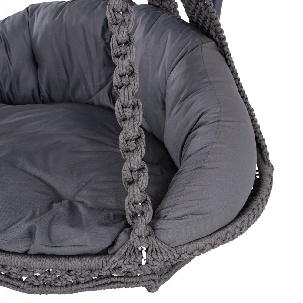 Κούνια-φωλιά κρεμαστή "AUGUST" από μέταλλο/σχοινί σε χρώμα ανθρακί 123x113x145