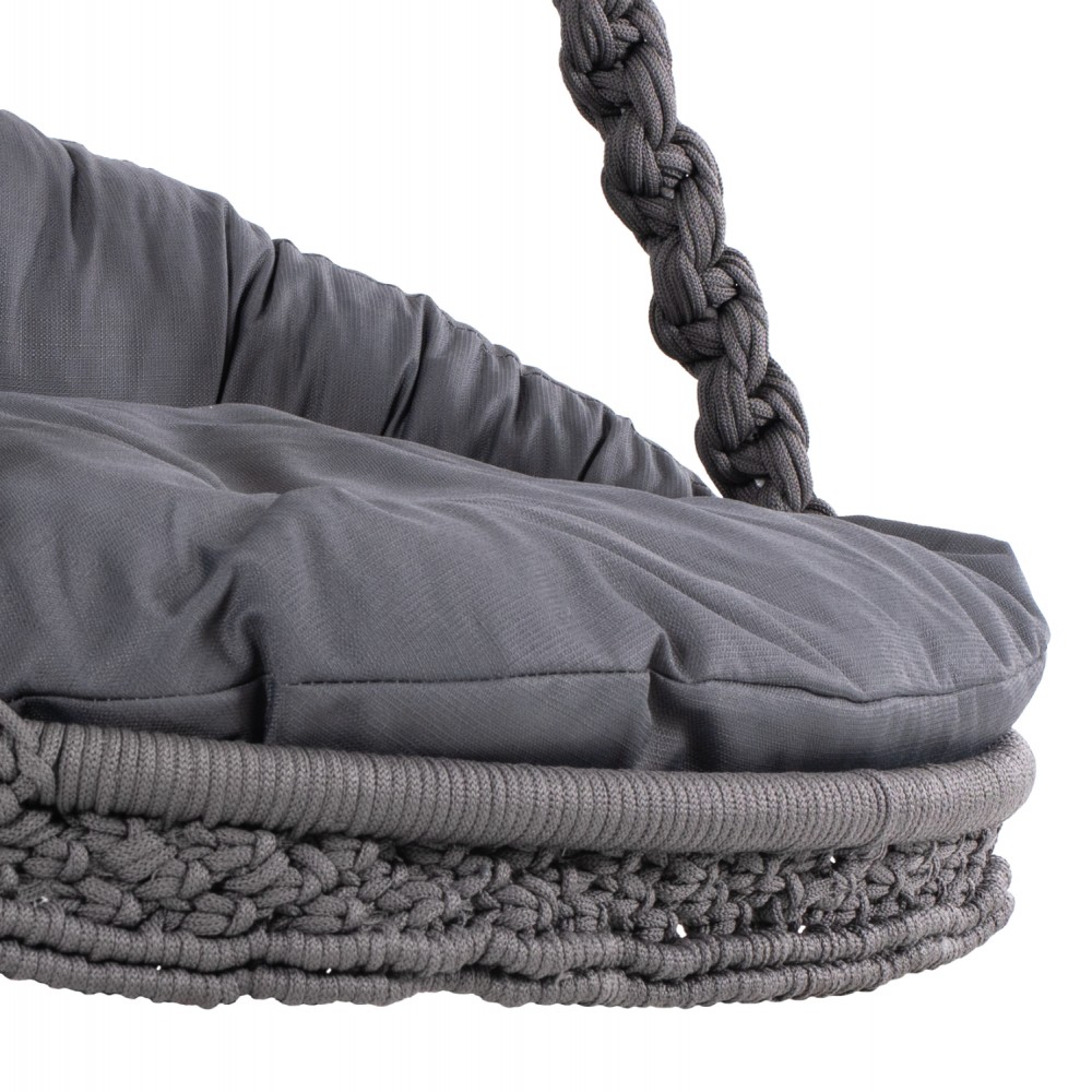 Κούνια-φωλιά κρεμαστή "AUGUST" από μέταλλο/σχοινί σε χρώμα ανθρακί 123x113x145