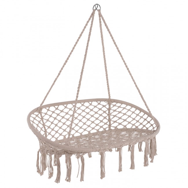 Κούνια-φωλιά κρεμαστή "NEENA" από σχοινί σε μπεζ χρώμα 130x67x140