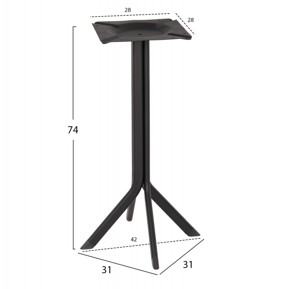 Βάση τραπεζιού από μέταλλο σε χρώμα μαύρο 31x31x74