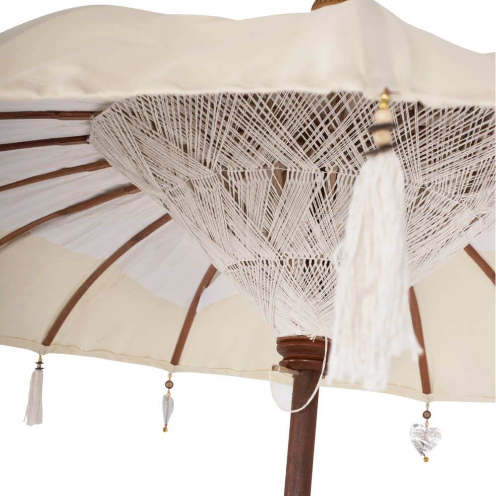 Ομπρέλα από μασίφ-ύφασμα σε εκρού χρώμα Φ200