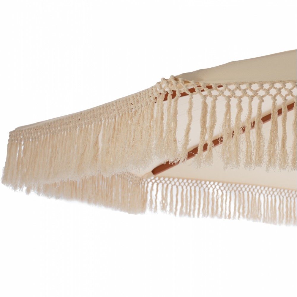 Ομπρέλα "WAGNER" από μασίφ/ύφασμα σε καφέ/εκρού χρώμα Φ300Χ250