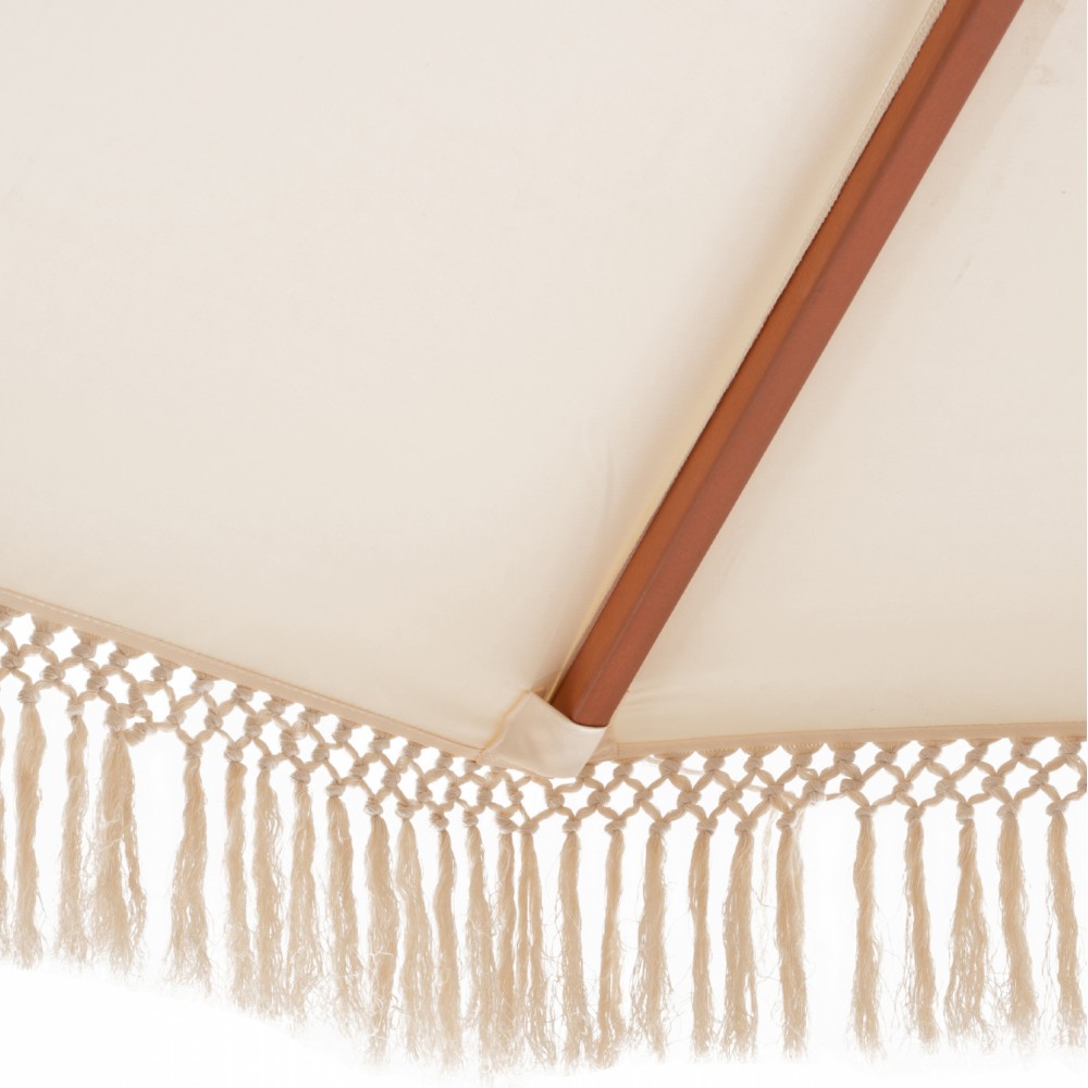 Ομπρέλα "WAGNER" από μασίφ/ύφασμα σε καφέ/εκρού χρώμα Φ300Χ250