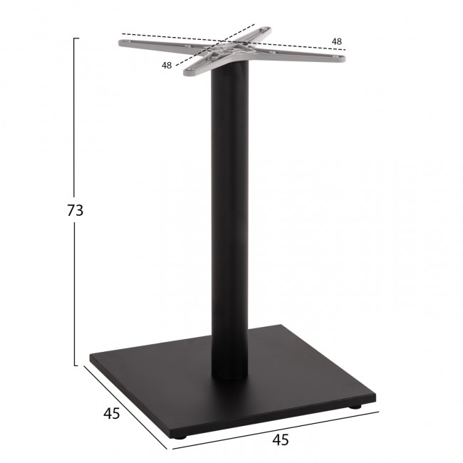 Βάση τραπεζιού από αλουμίνιο σε χρώμα μαύρο ματ 45Χ45Χ72
