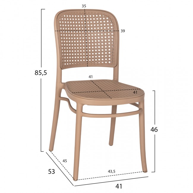 Καρέκλα από πολυπροπυλένιο σε χρώμα καπουτσίνο 41x53x85,5