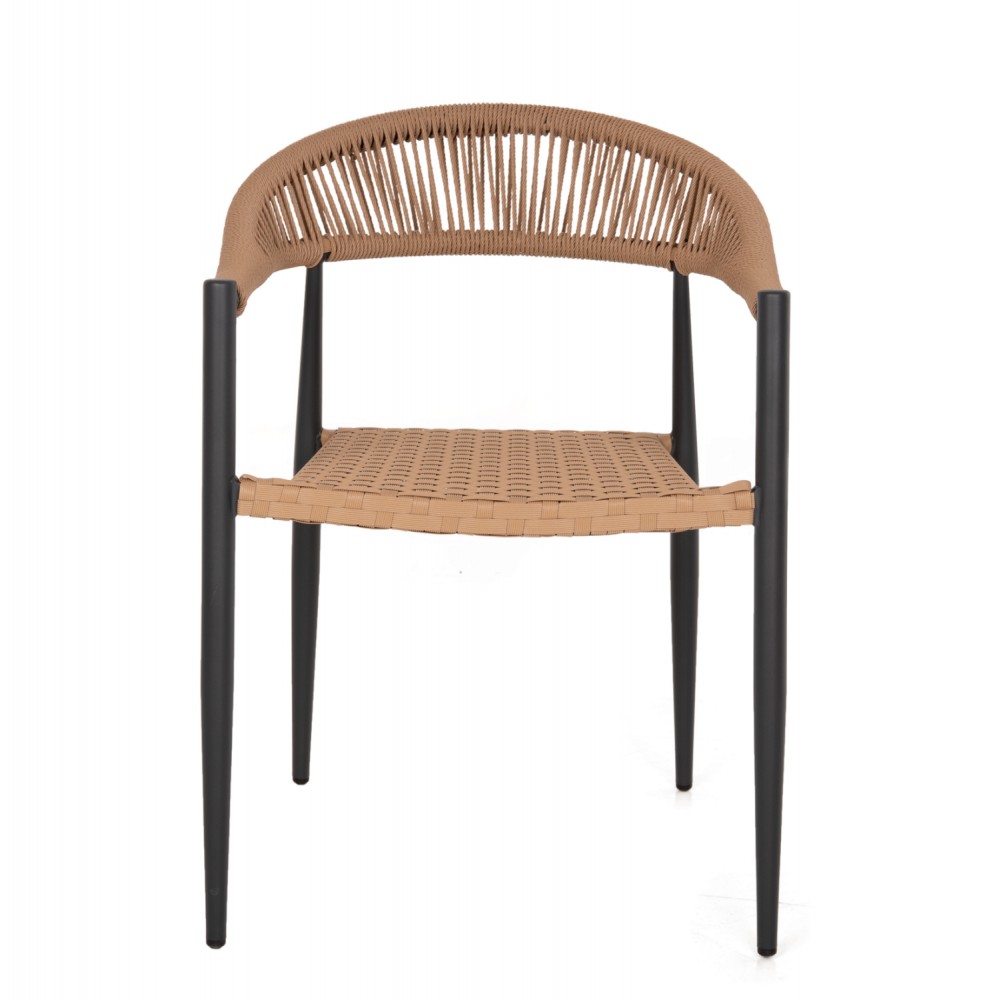 Πολυθρόνα από αλουμίνιο/ραττάν σε μαύρο/μπέζ χρώμα 56x60x78