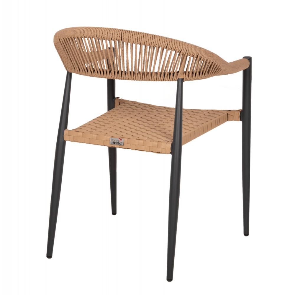 Πολυθρόνα από αλουμίνιο/ραττάν σε μαύρο/μπέζ χρώμα 56x60x78