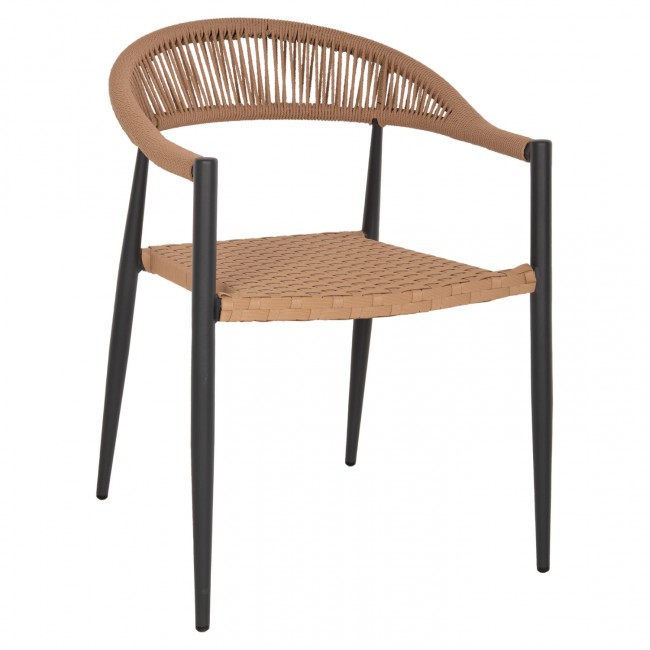 Πολυθρόνα από αλουμίνιο/ραττάν σε μαύρο/μπέζ χρώμα 56x60x78