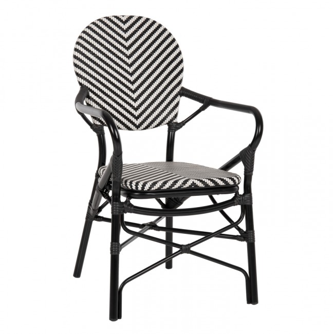 Πολυθρόνα από αλουμίνιο σε χρώμα μαύρο/λευκό 56x59x94,5