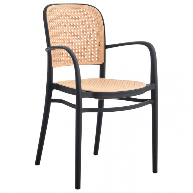 Πολυθρόνα από πολυπροπυλένιο σε μπέζ/μαύρο χρώμα 56x52,5x85,5