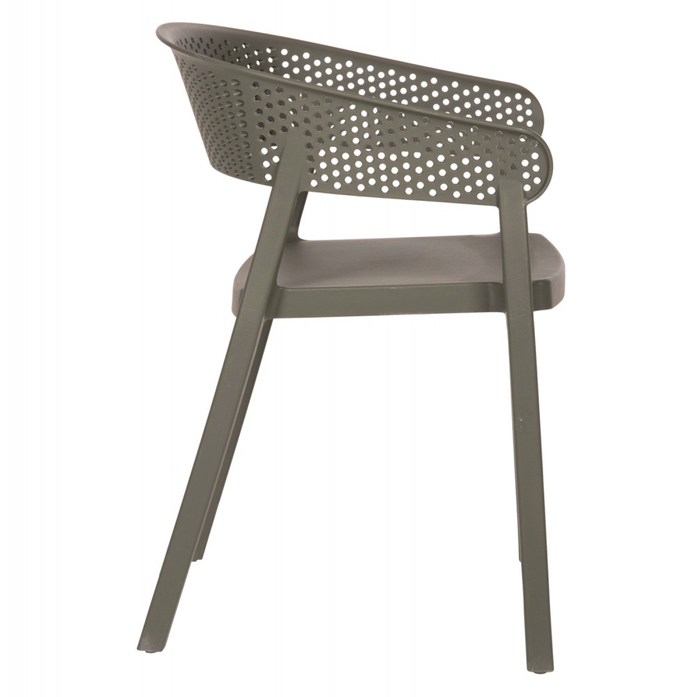 Πολυθρόνα "PERFOE" από πολυπροπυλένιο σε λαδί χρώμα 53.5x50.5x73