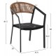 Πολυθρόνα από αλουμίνιο/ραττάν σε μαύρο/μπέζ χρώμα 57,5x59x81,5