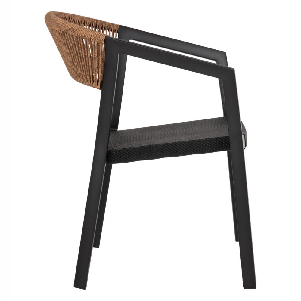 Πολυθρόνα από αλουμίνιο/ραττάν σε μαύρο/μπέζ χρώμα 57,5x59x81,5