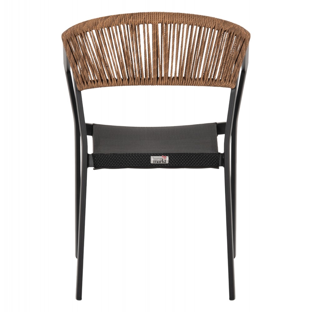 Πολυθρόνα από αλουμίνιο/ραττάν σε μαύρο/μπέζ χρώμα 57,5x59x81,5