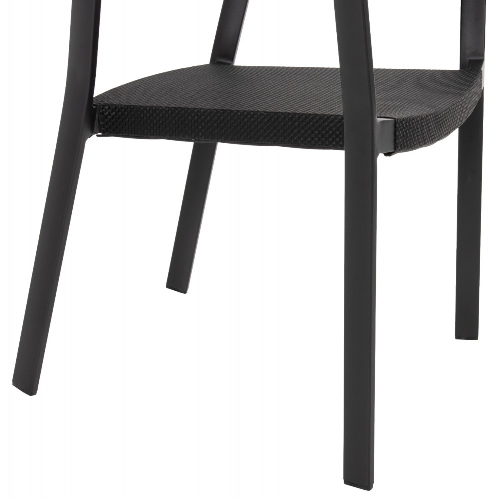 Πολυθρόνα από αλουμίνιο/ραττάν σε μαύρο/μπέζ χρώμα 57,5x59x81,5