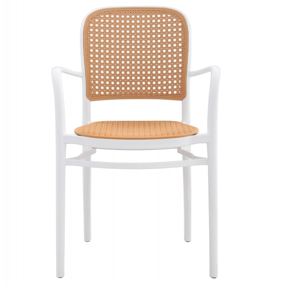 Πολυθρόνα "FLOW" από πολυπροπυλένιο σε μπέζ/λεύκο χρώμα 56x52,5x85,5