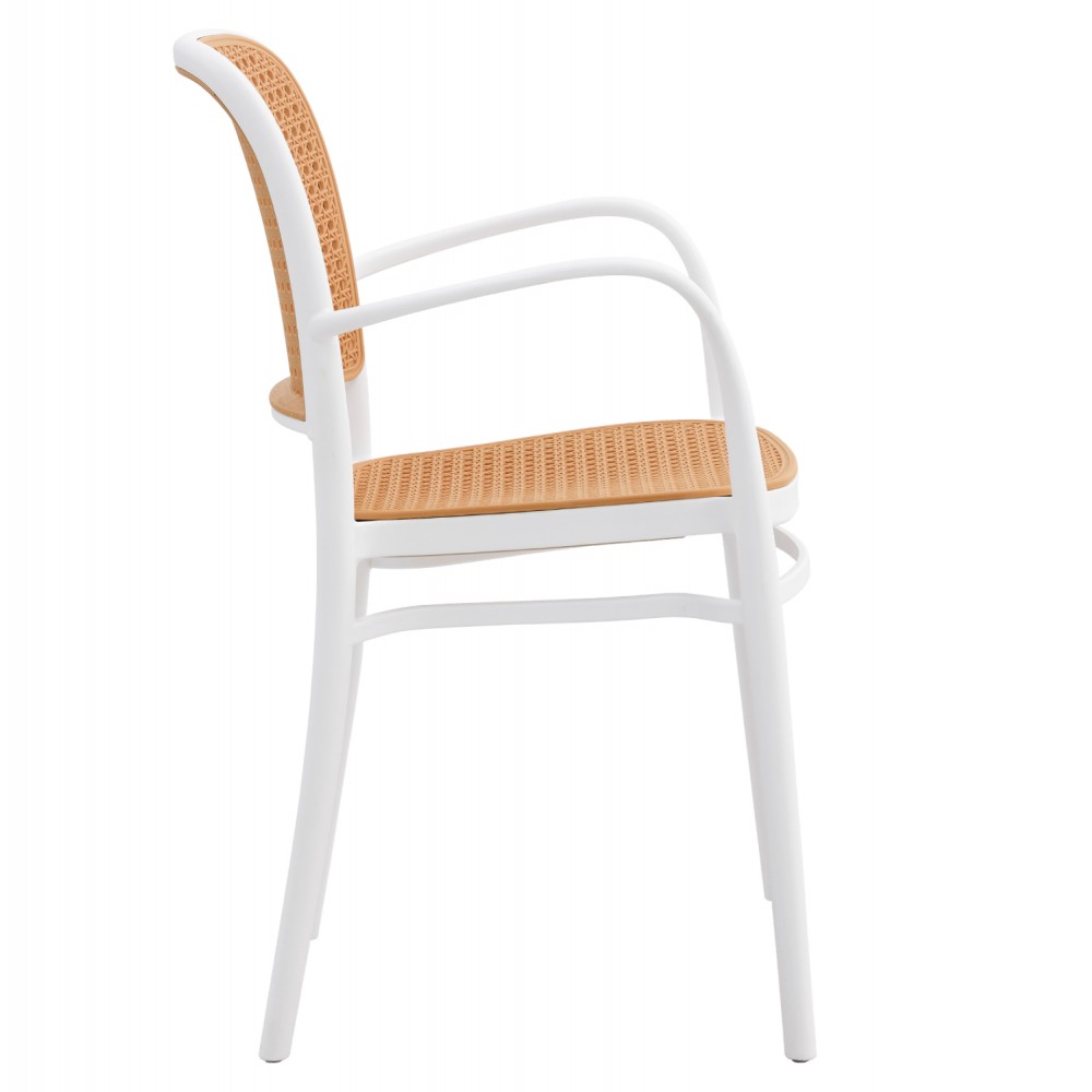 Πολυθρόνα "FLOW" από πολυπροπυλένιο σε μπέζ/λεύκο χρώμα 56x52,5x85,5