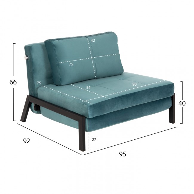 Πολυθρόνα-κρεβάτι "CONSTANCE" από βελούδο σε χρώμα βεραμάν 95x92x66