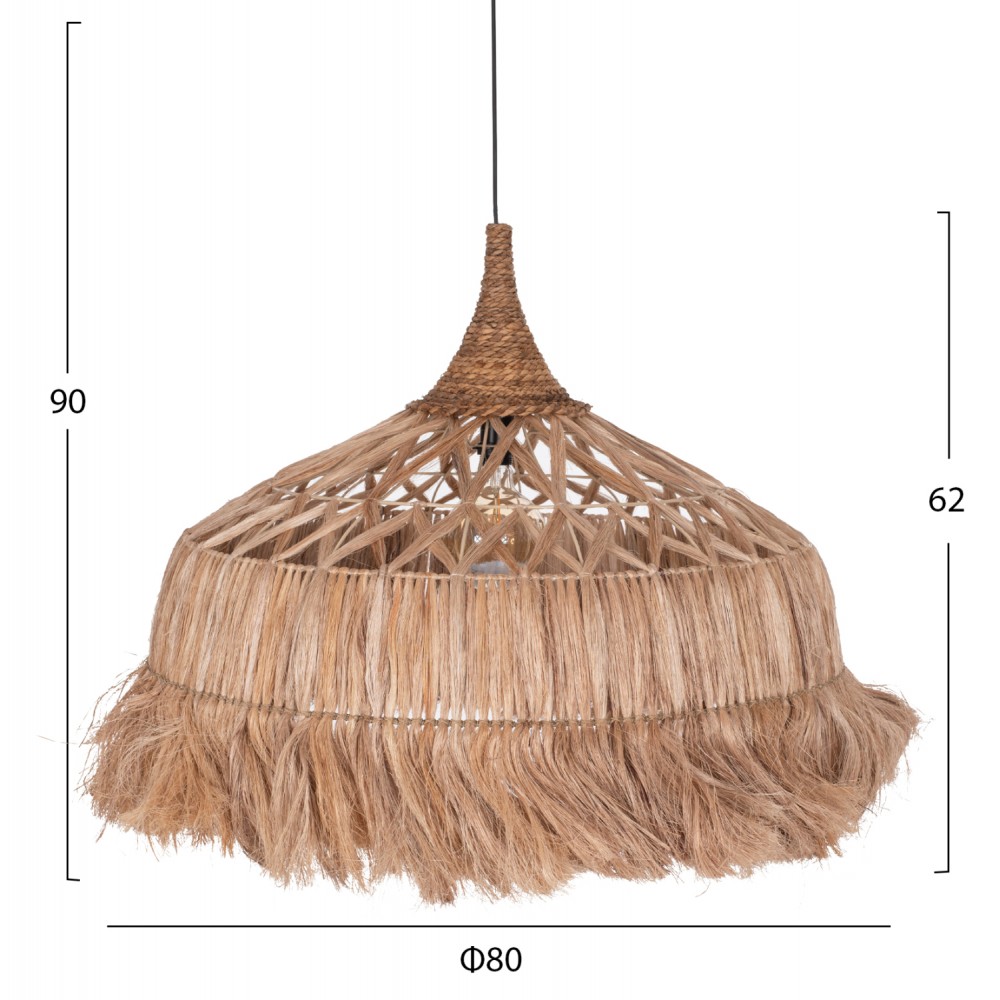 Μονόφωτο φωτιστικό από σχοινί σε φυσικό χρώμα Φ80x90