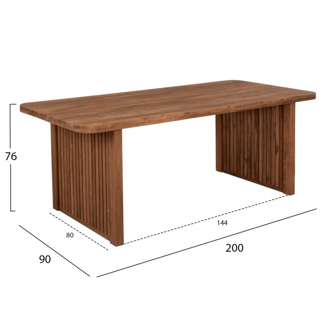 Τραπέζι τραπεζαρίας "BONTANG" από μασίφ σε χρώμα φυσικό 200x90x76