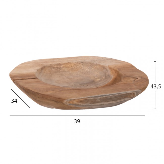 Επιτραπέζιο διακοσμητικό δοχείο από ξύλο σε φυσικό χρώμα Φ39x6,5