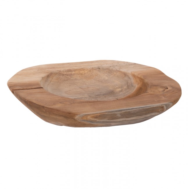 Επιτραπέζιο διακοσμητικό δοχείο από ξύλο σε φυσικό χρώμα Φ39x6,5