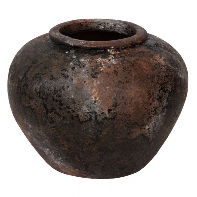 Διακοσμητικό βάζο από τερακότα σε χρώμα καφέ Φ35x27