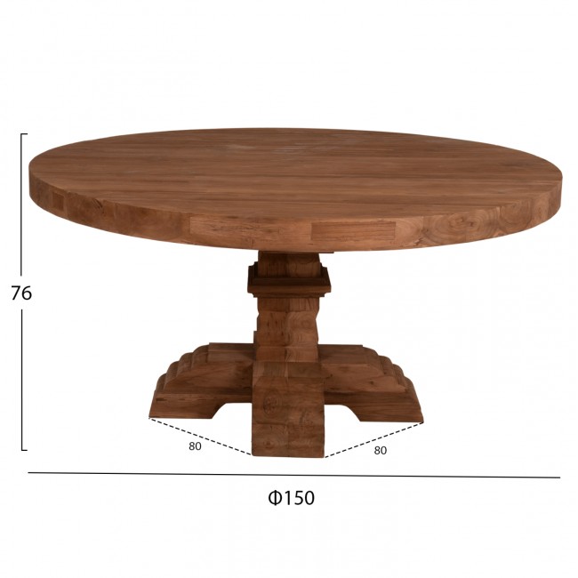 Τραπέζι "PROVENCE" από μασίφ σε χρώμα φυσικό Φ150x76