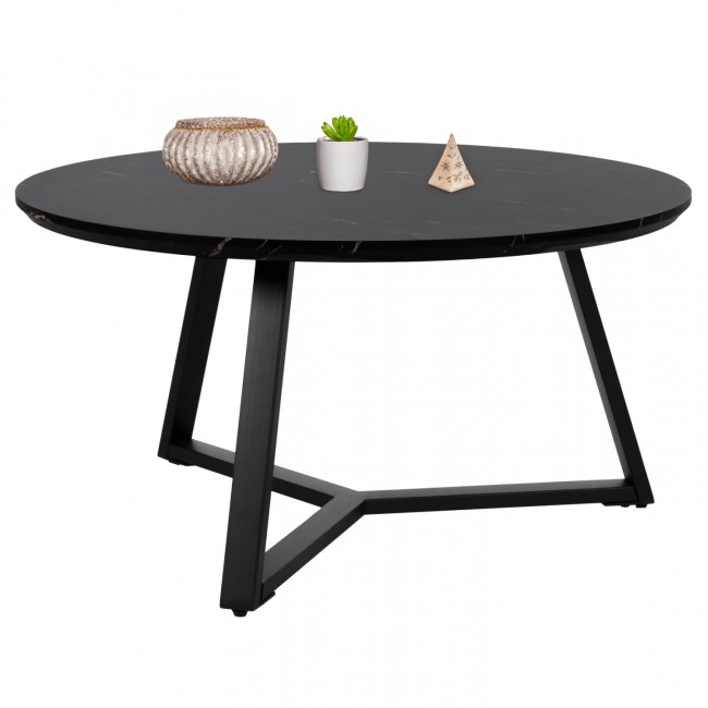 Τραπέζι σαλονιού από MDF/μέταλλο σε χρώμα μαύρο Φ80x42