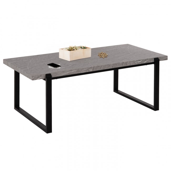 Τραπέζι σαλονιού από MDF/μέταλλο σε χρώμα γκρί/μαύρο 120x60X46