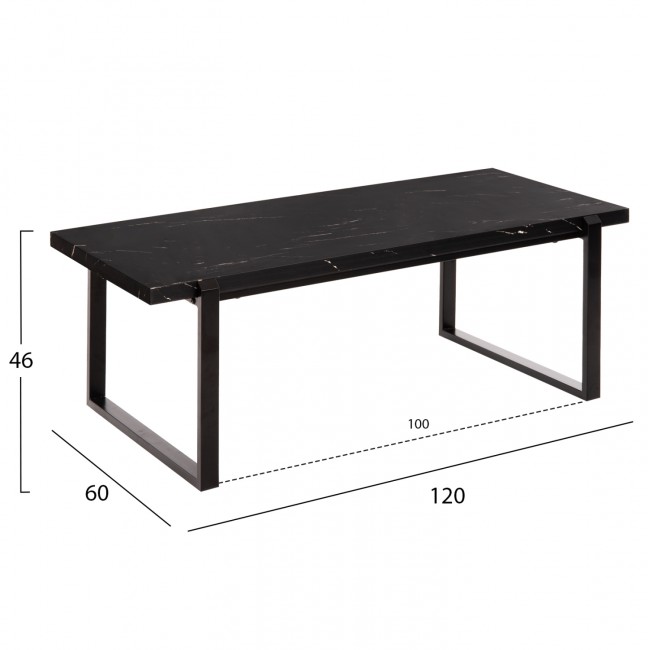Τραπέζι σαλονιού από MDF/μέταλλο σε χρώμα μαύρο 120x60X46