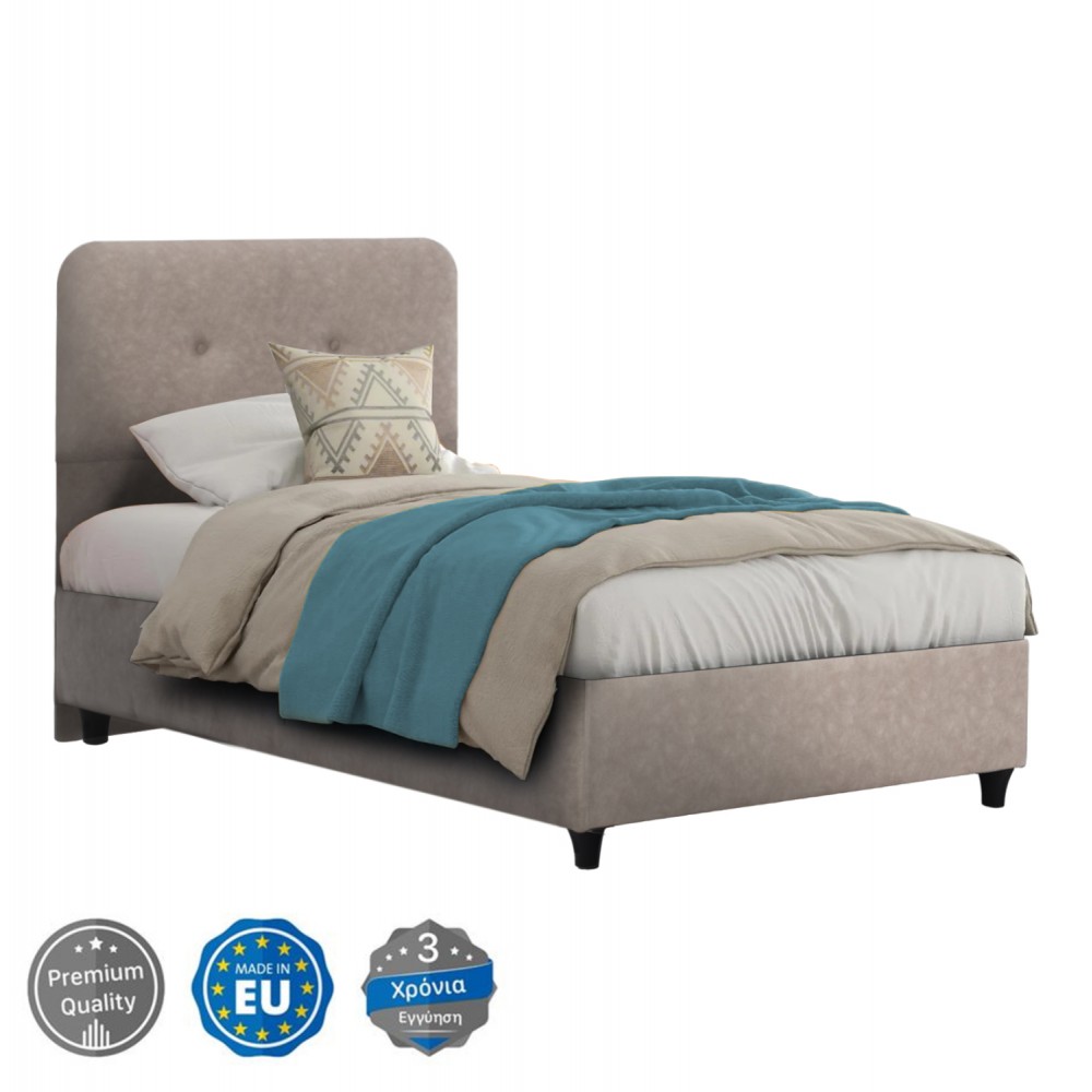 Κρεβάτι "DOLORES" από ύφασμα σε χρώμα μπέζ 90x200