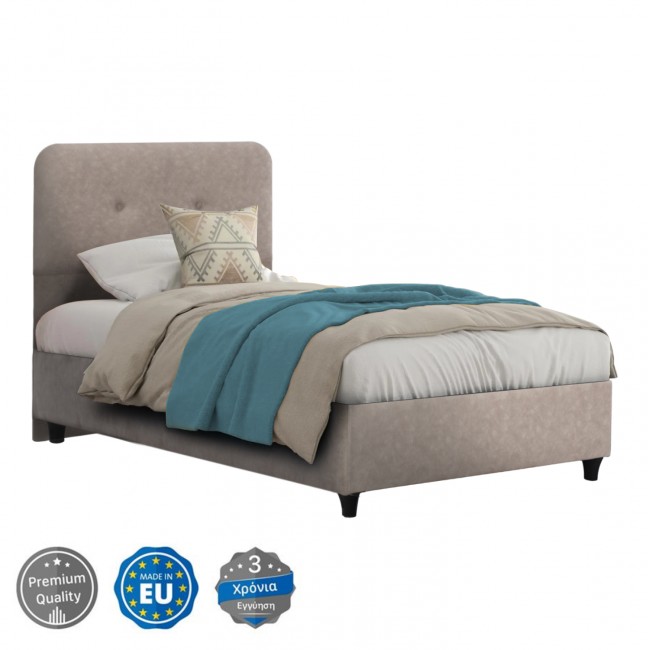 Κρεβάτι "DOLORES" από ύφασμα σε χρώμα μπέζ 90x200