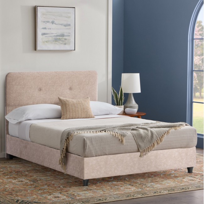 Κρεβάτι από ξύλο/ύφασμα σε χρώμα μπέζ 120x200