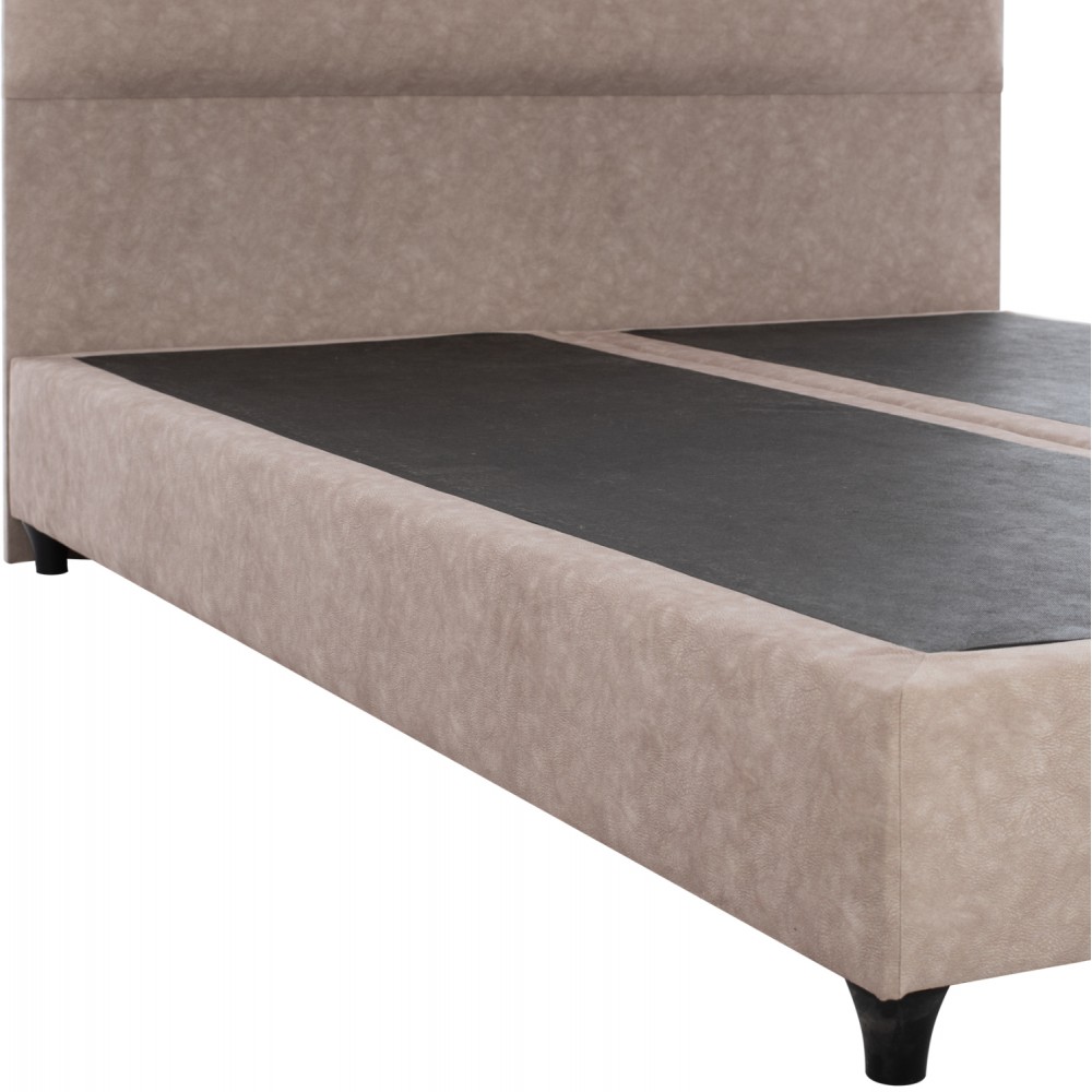 Κρεβάτι από ξύλο/ύφασμα σε χρώμα μπέζ 150x200