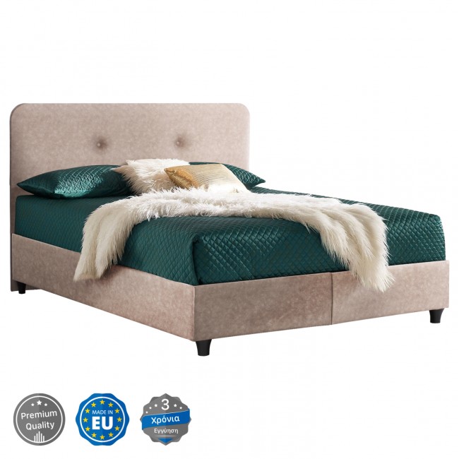 Κρεβάτι από ξύλο/ύφασμα σε χρώμα μπέζ 150x200