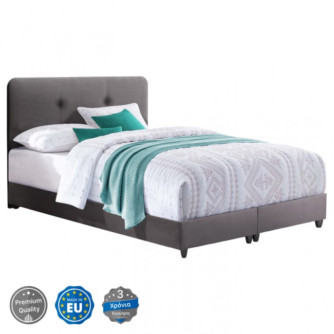Κρεβάτι "DOLORES" από ξύλο/βελούδο σε χρώμα γκρί 150x200