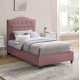 Κρεβάτι "MALENA" από ξύλο/βελούδο σε χρώμα σάπιο μήλο 90x200