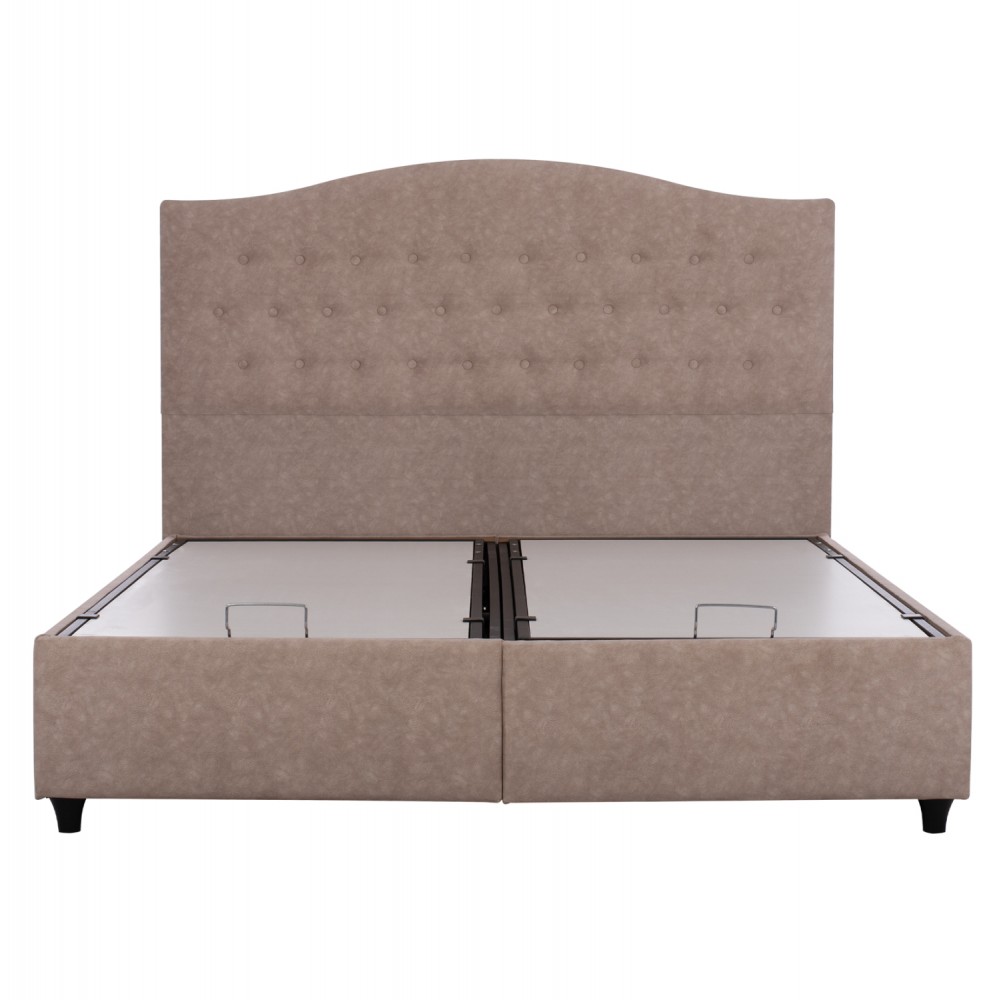 Κρεβάτι "MALENA" με αποθηκευτικό χώρο από ύφασμα σε χρώμα μπέζ 160x200