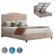 Κρεβάτι "MALENA" με αποθηκευτικό χώρο από ύφασμα σε χρώμα μπέζ 160x200