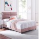 Κρεβάτι "MILO" από ξύλο/βελούδο σε χρώμα σάπιο μήλο 120x200