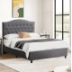 Κρεβάτι ημίδιπλο "MALENA" από ξύλο/βελούδο σε χρώμα γκρί 120x200