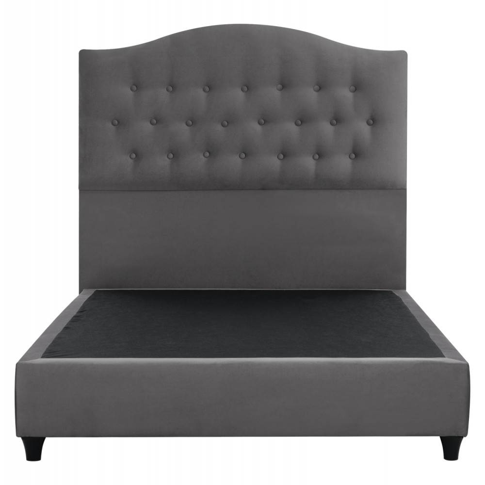 Κρεβάτι ημίδιπλο "MALENA" από ξύλο/βελούδο σε χρώμα γκρί 120x200