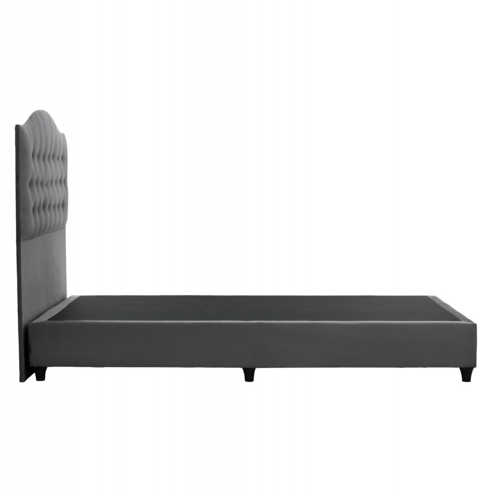 Κρεβάτι ημίδιπλο "MALENA" από ξύλο/βελούδο σε χρώμα γκρί 120x200