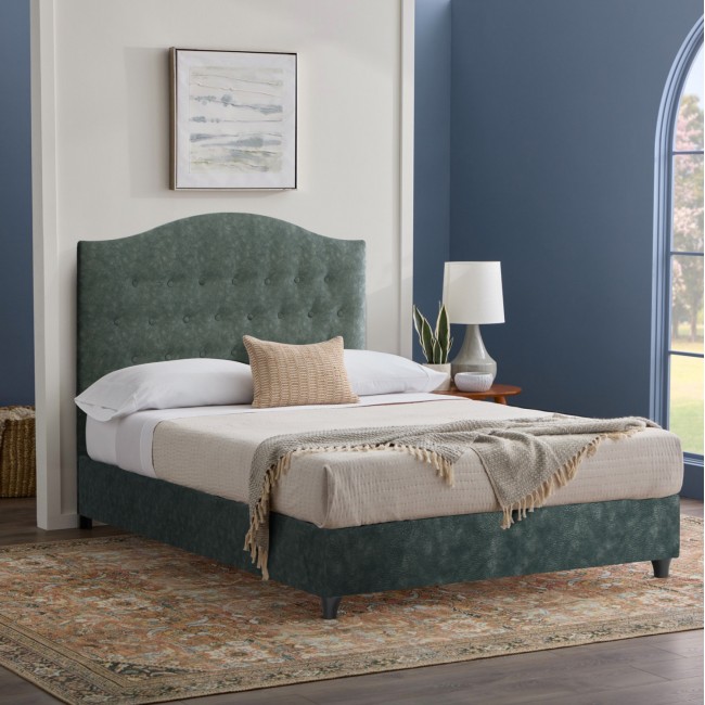 Κρεβάτι ημίδιπλο "MALENA" από ξύλο/ύφασμα σε χρώμα πράσινο 120x200